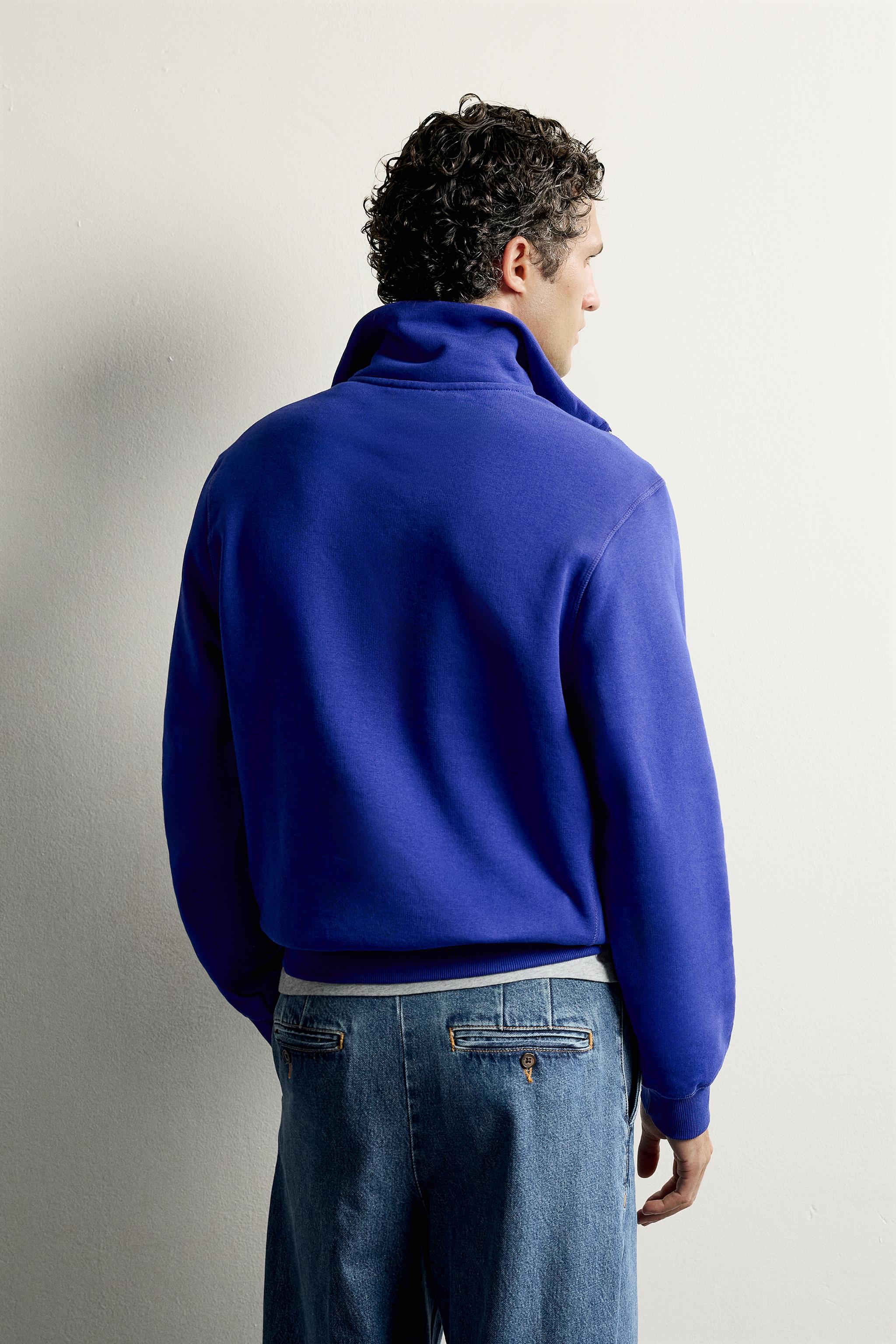 Zara FERMUARLI DİK YAKA REGULAR FIT SWEATSHIRT görsel 7
