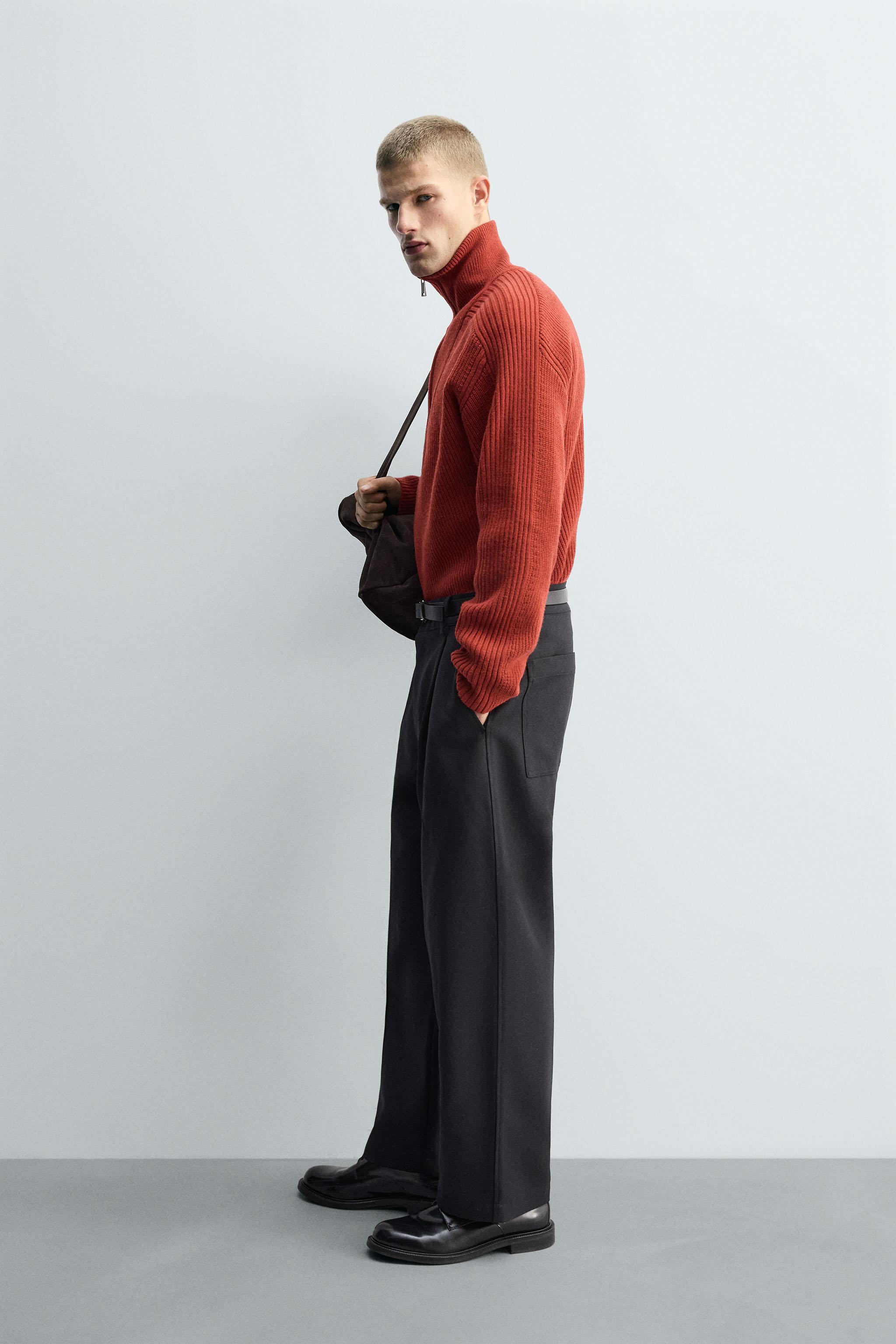 PURL KNIT ZIPPER SWEATER