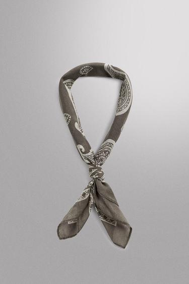 PAISLEY PRINT BANDANNA - washed green by Zara