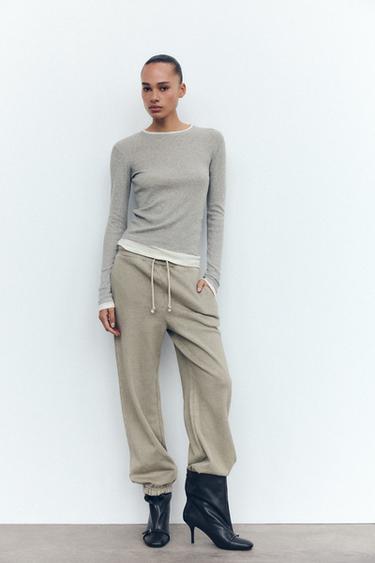 Zara LAYERED TANK TOP - Gray marl