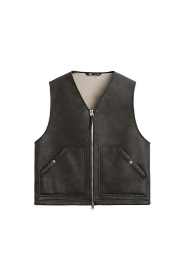 DOUBLE FACED FAUX LEATHER VEST