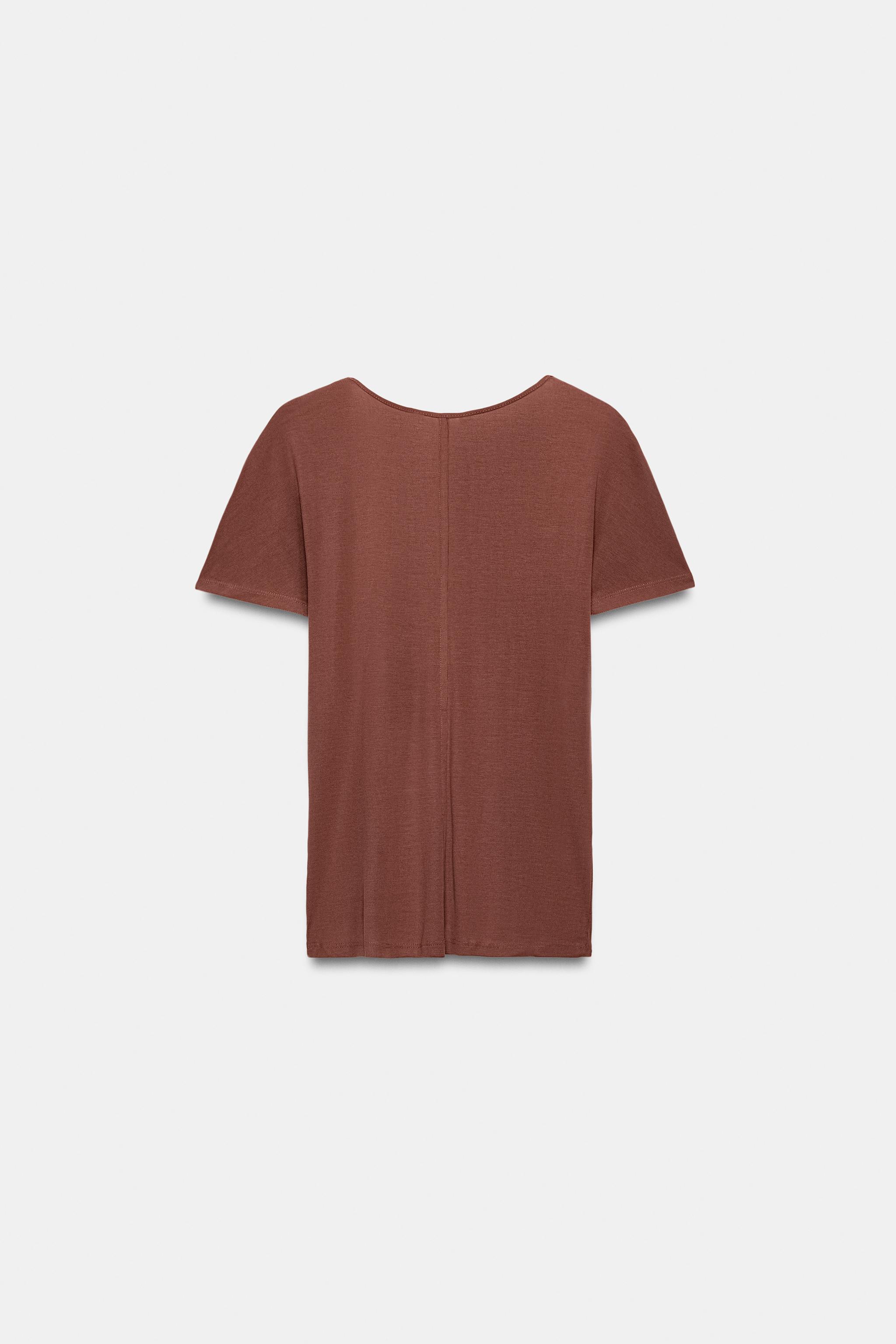 KISA KOLLU DÖKÜMLÜ T-SHIRT - Görsel 5