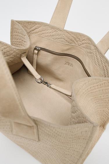 SHOPPER TRESSÉ EN DAIM - SABLE/MARRON de Zara - Image 6