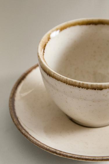TASSE À THÉ PORCELAINE BORD EFFET ANTIQUE - Écru clair de Zara - Image 3
