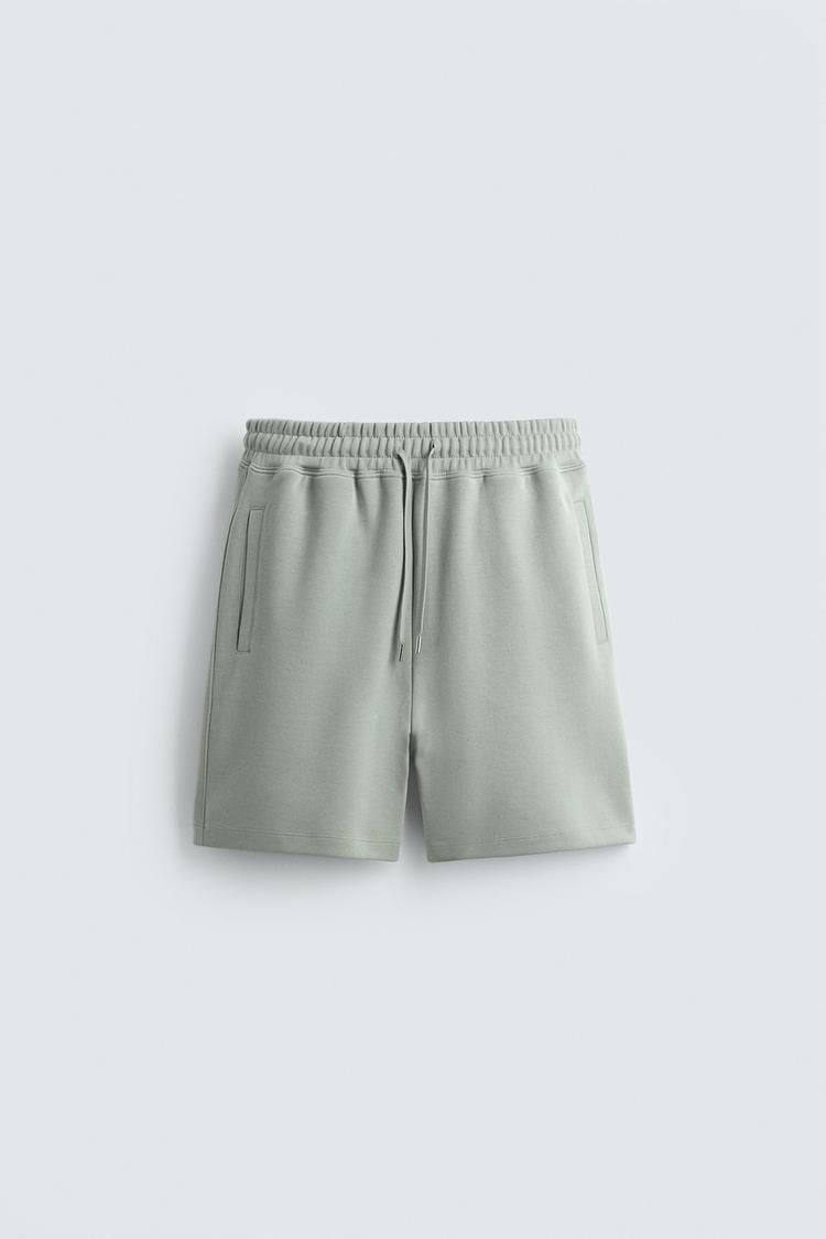 ZARA RELAXED FIT INTERLOCK JOGGER BERMUDA SHORTS