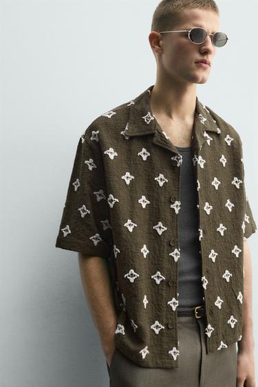 TEXTURED JACQUARD SHIRT - Dark khaki by Zara - Image 4