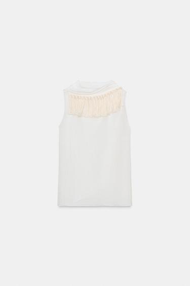 ZW COLLECTION FRINGED TOP - Oyster-white by Zara - Image 10