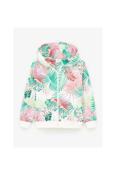 LEAF PRINT PLUSH HOODIE