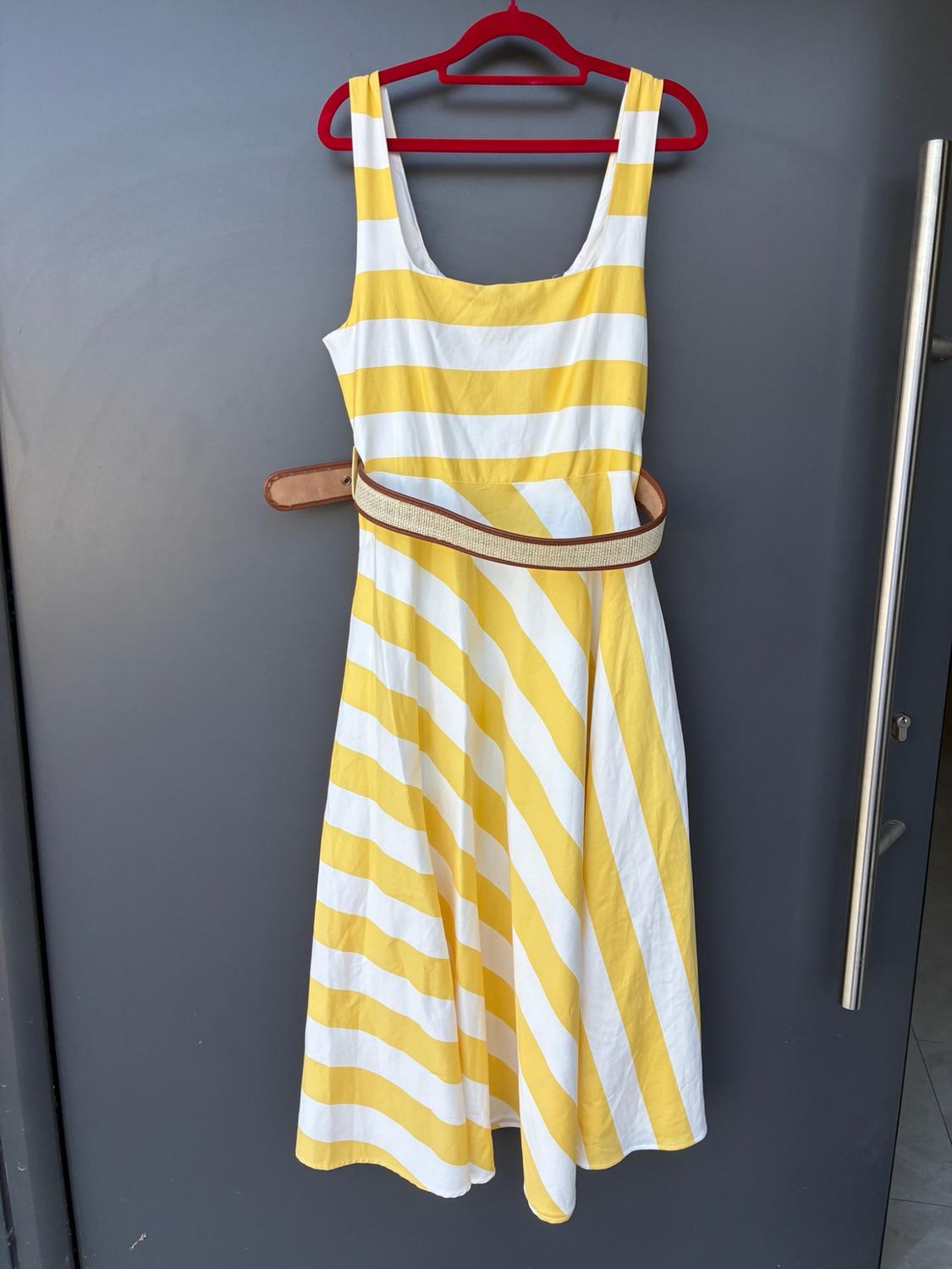 STRIPED MIDI DRESS WITH BELT - Image 4