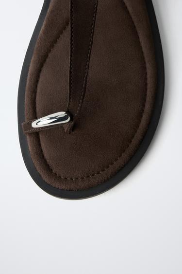 SANDALES EN CUIR - Marron de Zara - Image 5
