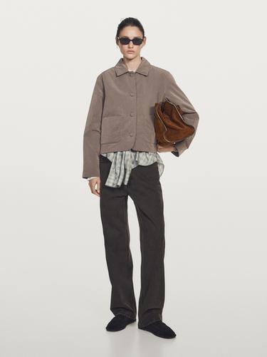 Zara Short water-repellent puffer jacket - Black gold