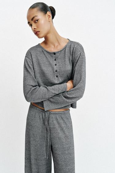 RUSTIC T-SHIRT WITH CREW NECK - Grey marl by Zara