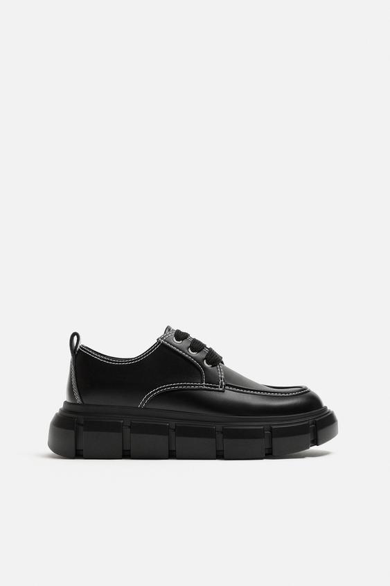 チャンキーソールシューズ トップステッチ - ブラック | ZARA Japan / 日本