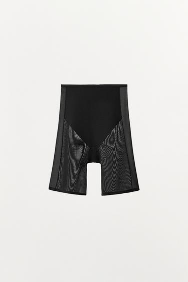 SHORT CYCLISTE MESH AVEC POLYAMIDE - Noir de Zara