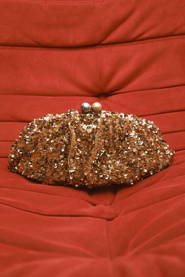 Zara SEQUIN CLUTCH - Gold