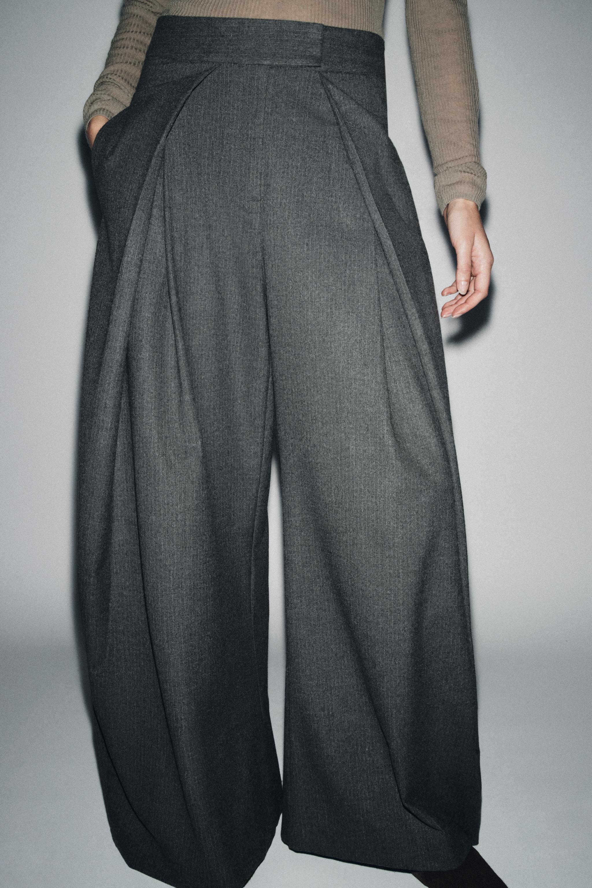 ZW COLLECTION PINSTRIPE WIDE LEG PLEATED PANTS