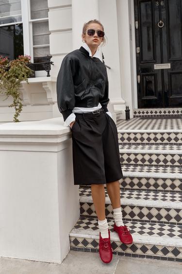 LEATHER DERBY SHOES - Red by Zara - Image 0