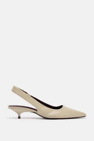 SLINGBACK KITTEN HEEL SHOES - Taupe Grey by Zara
