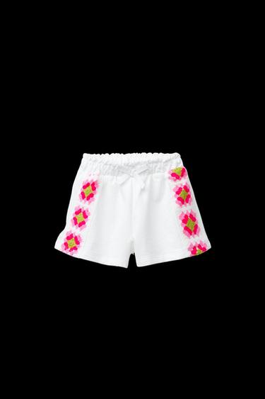 Zara CROCHET SIDE STRIPE SHORTS - Oyster-white - Image 0