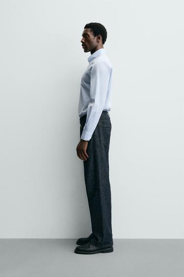 SLIM FIT COTTON SHIRT - Sky blue by Zara - Image 3