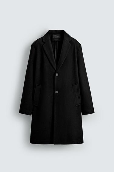 Zara REGULAR FIT WOOL BLEND COAT - Black