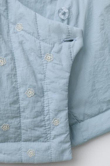 VESTE REMBOURRÉE À FLEURS BRODÉES - Bleu de Zara - Image 3