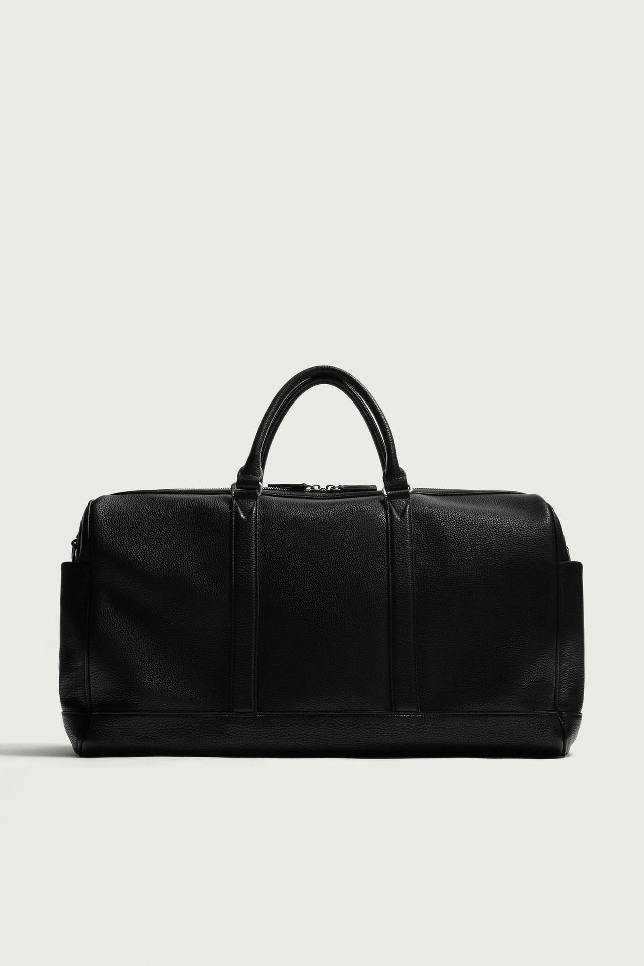 LEATHER TRAVEL BAG — Black