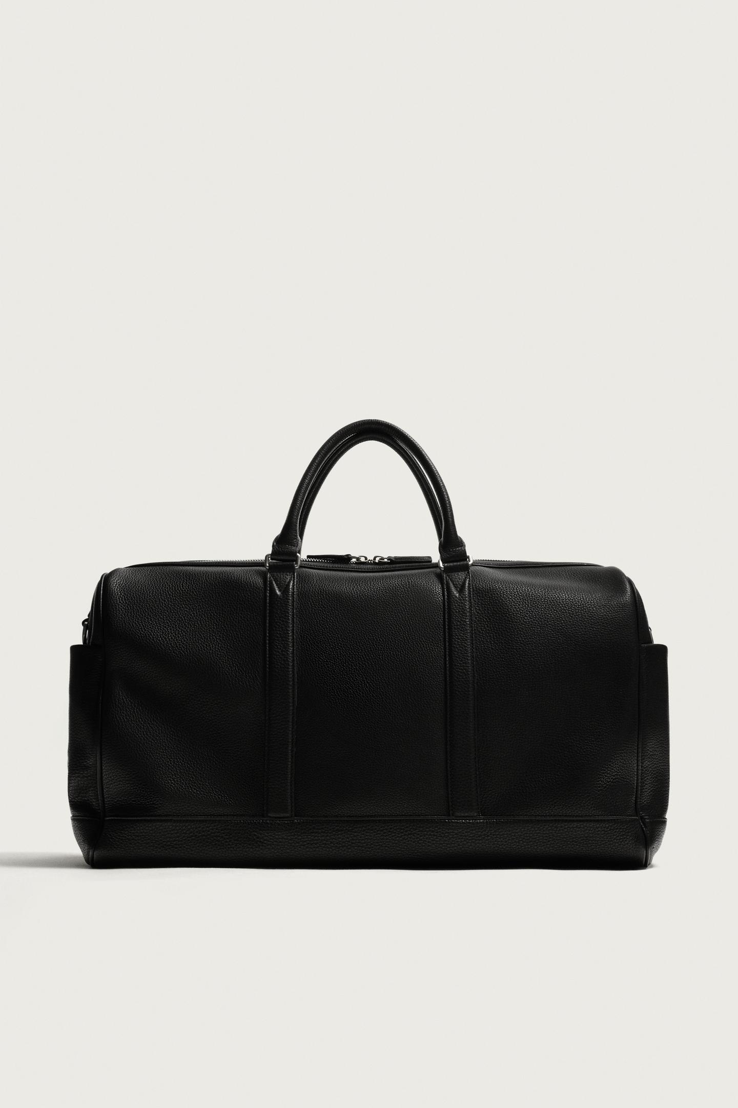 Мужская сумка Zara Leather Travel, цвет: Чёрный — фото 5