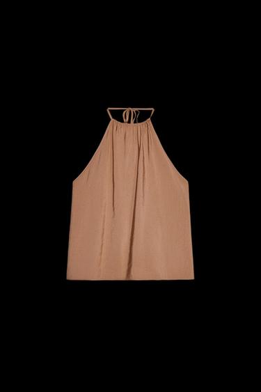 FLOWING HALTER NECK TOP - Light brown by Zara - Image 0