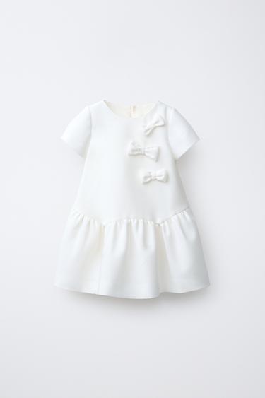 VESTITO APPLICAZIONE FIOCCHI - Bianco sporco di Zara - Immagine 0