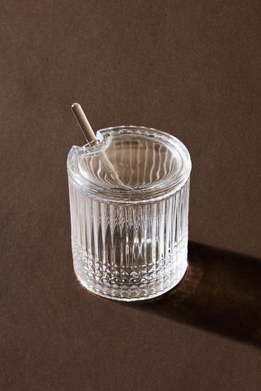 GLAZEN SUIKERPOT MET GEOMETRISCH RELIËFMOTIEF - 990 van Zara