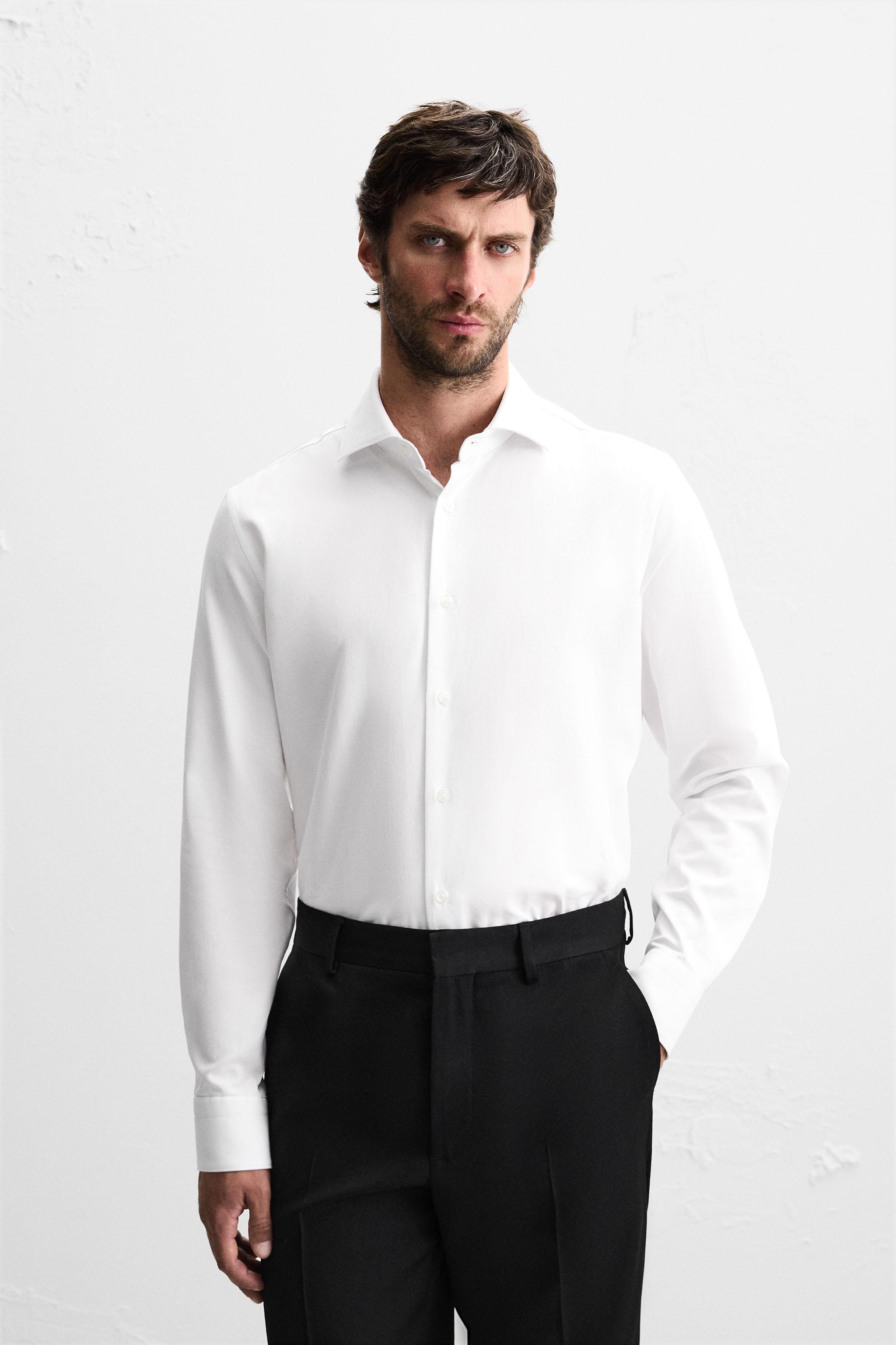 CAMISA SLIM FIT ESTRUCTURA Blanco ZARA Mexico