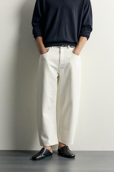 TAPERED WIDE-FIT JEANS — Oyster-white 2