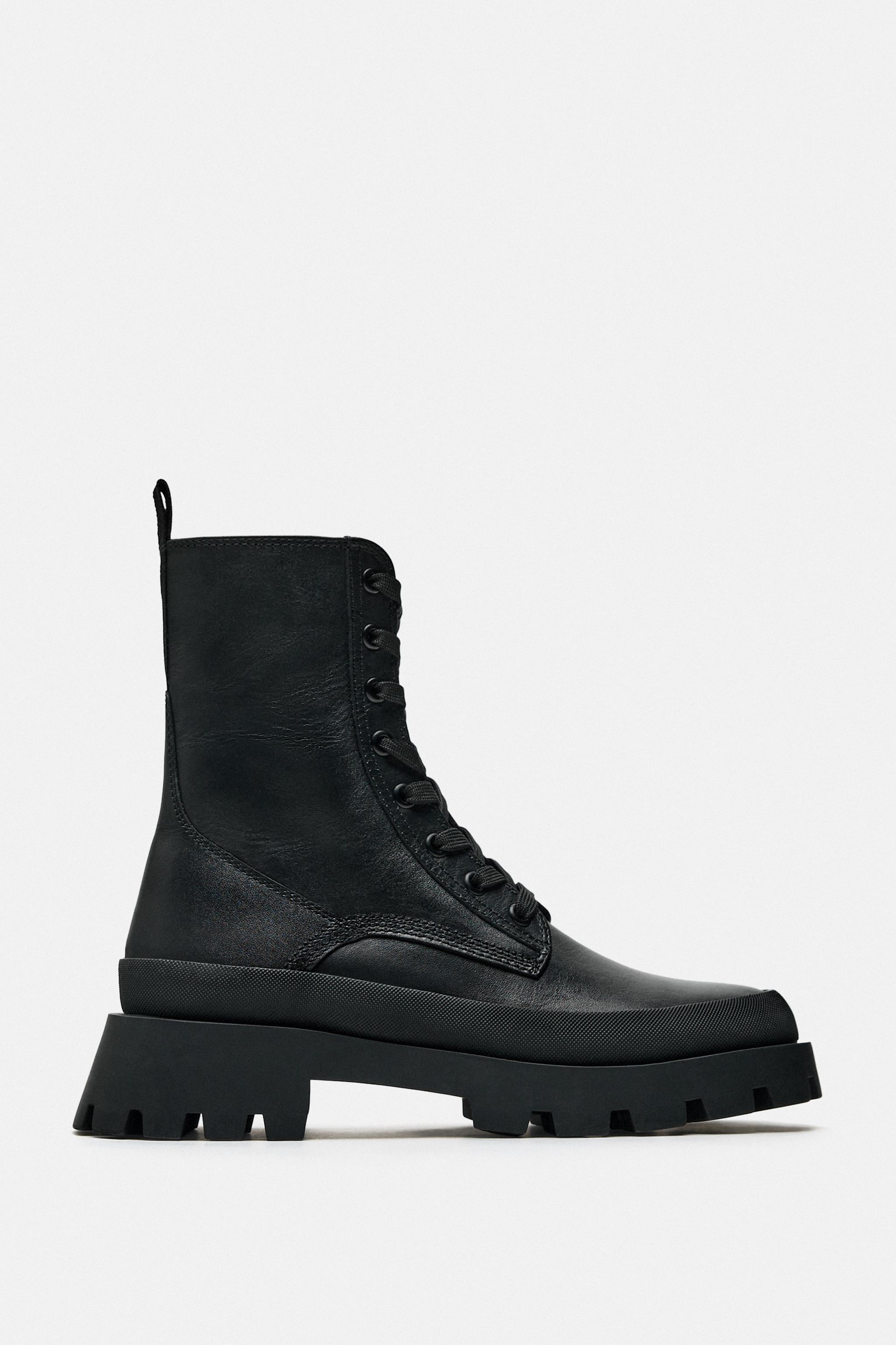 Zara lace up shop leather ankle boots