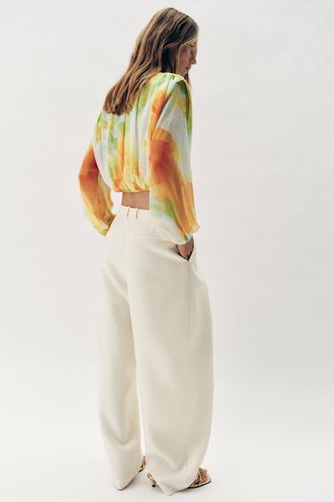 PRINTED CROPPED BLOUSE - TYEAMARILLO by Zara - Image 4