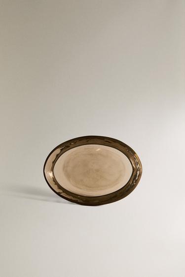 SMOKY TEXTURED GLASS BATHROOM SOAP DISH - Brown by Zara