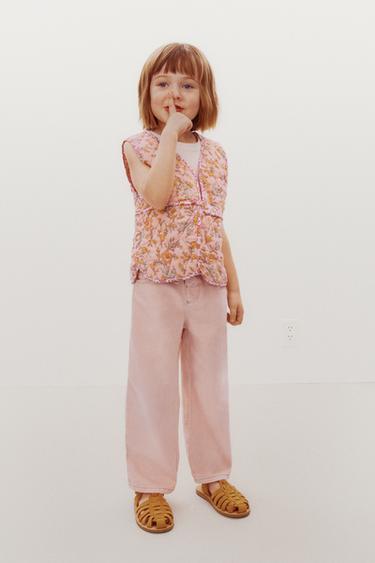 Zara WIDE-LEG 斜紋長褲 - 裸色