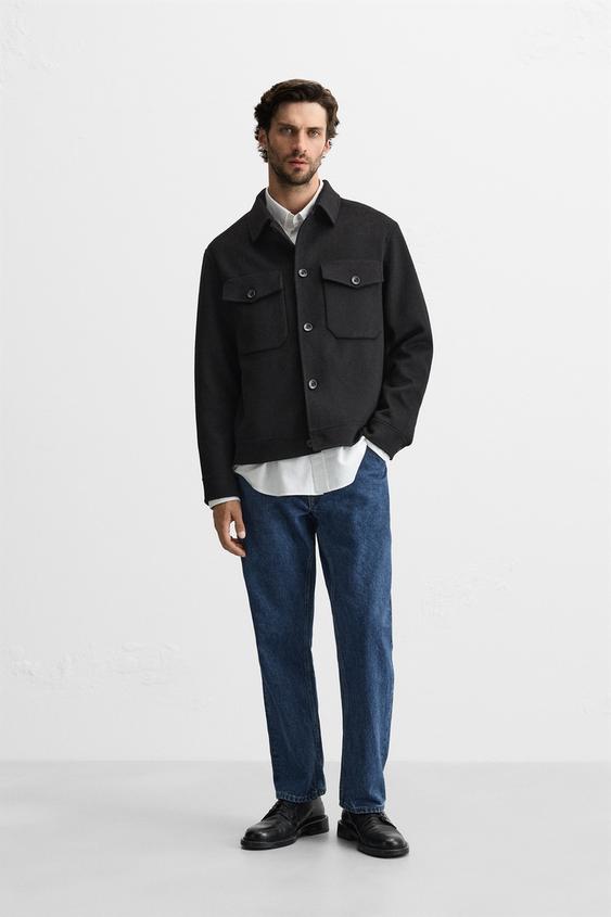 ウールシャツジャケット - ブラック | ZARA Japan / 日本