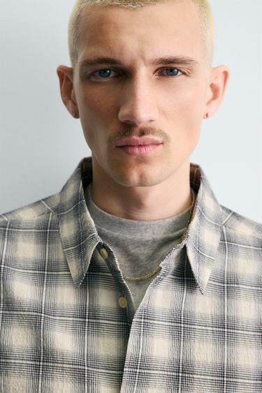 CHEMISE BOXY FIT À CARREAUX - Bleu de Zara - Image 4