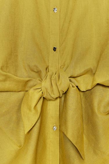 CHEMISE NŒUD AVEC LIN - Moutarde de Zara - Image 6