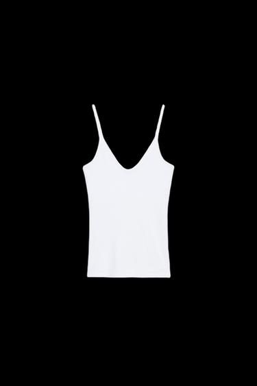 TOP TIRANTES RIB - Blanco de Zara