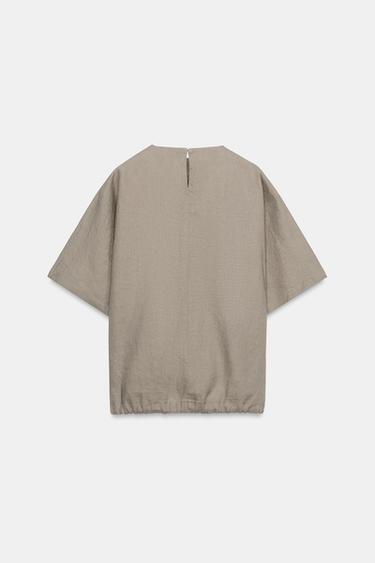 HAUT 100 % LIN À CORDONS ZW COLLECTION - Marron / Taupe de Zara - Image 7
