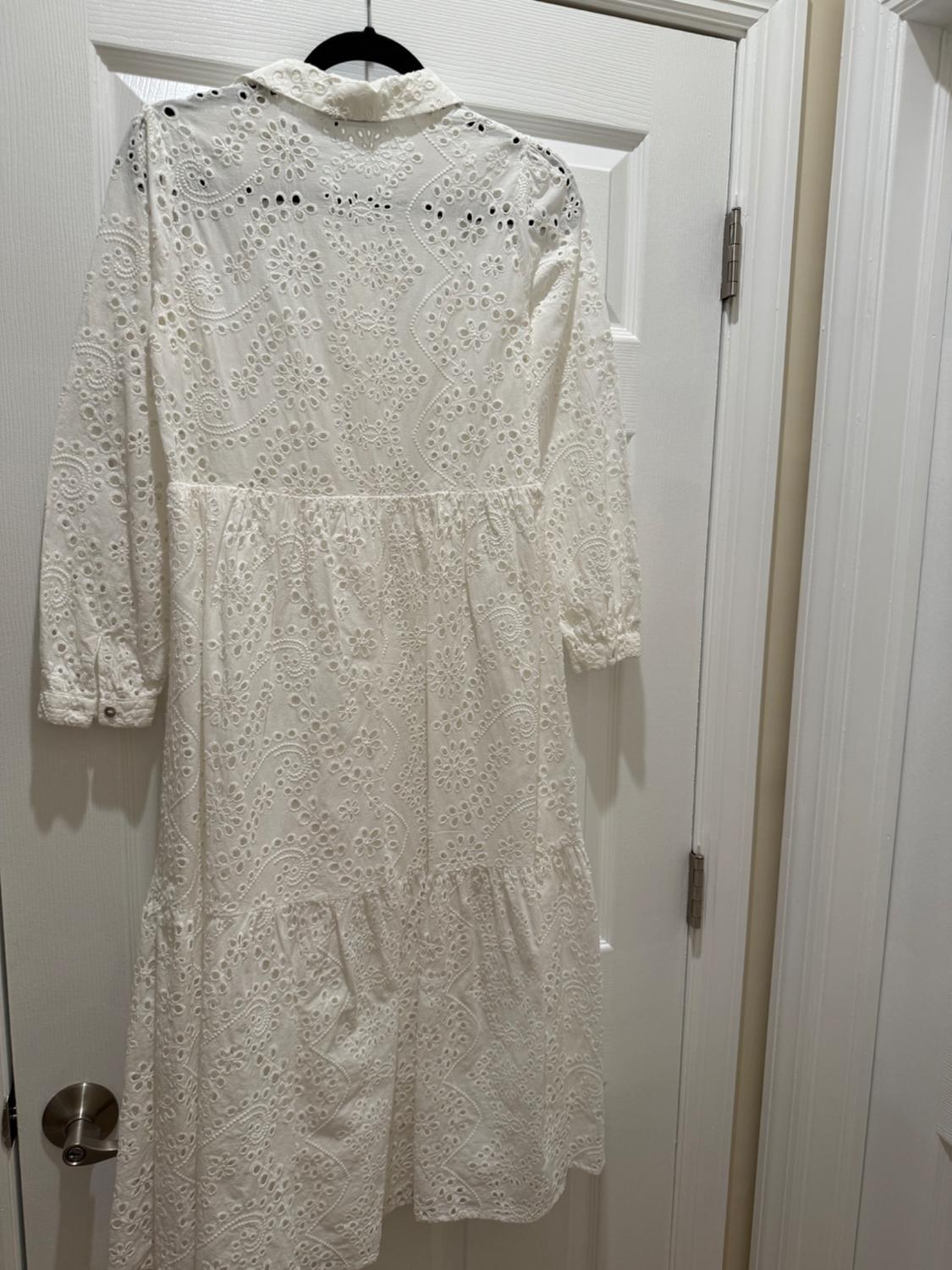 OPENWORK EMBROIDERY MIDI DRESS - Image 5
