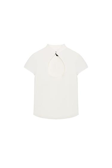 MANDARIN COLLAR VENTED TOP