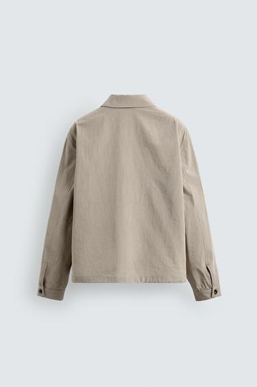 RELAXED FIT TEXTURED CHECK JACKET - Beige by Zara