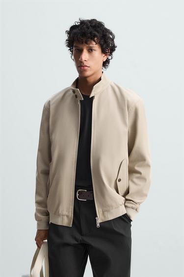 Zara COTTON BOMBER JACKET - Beige