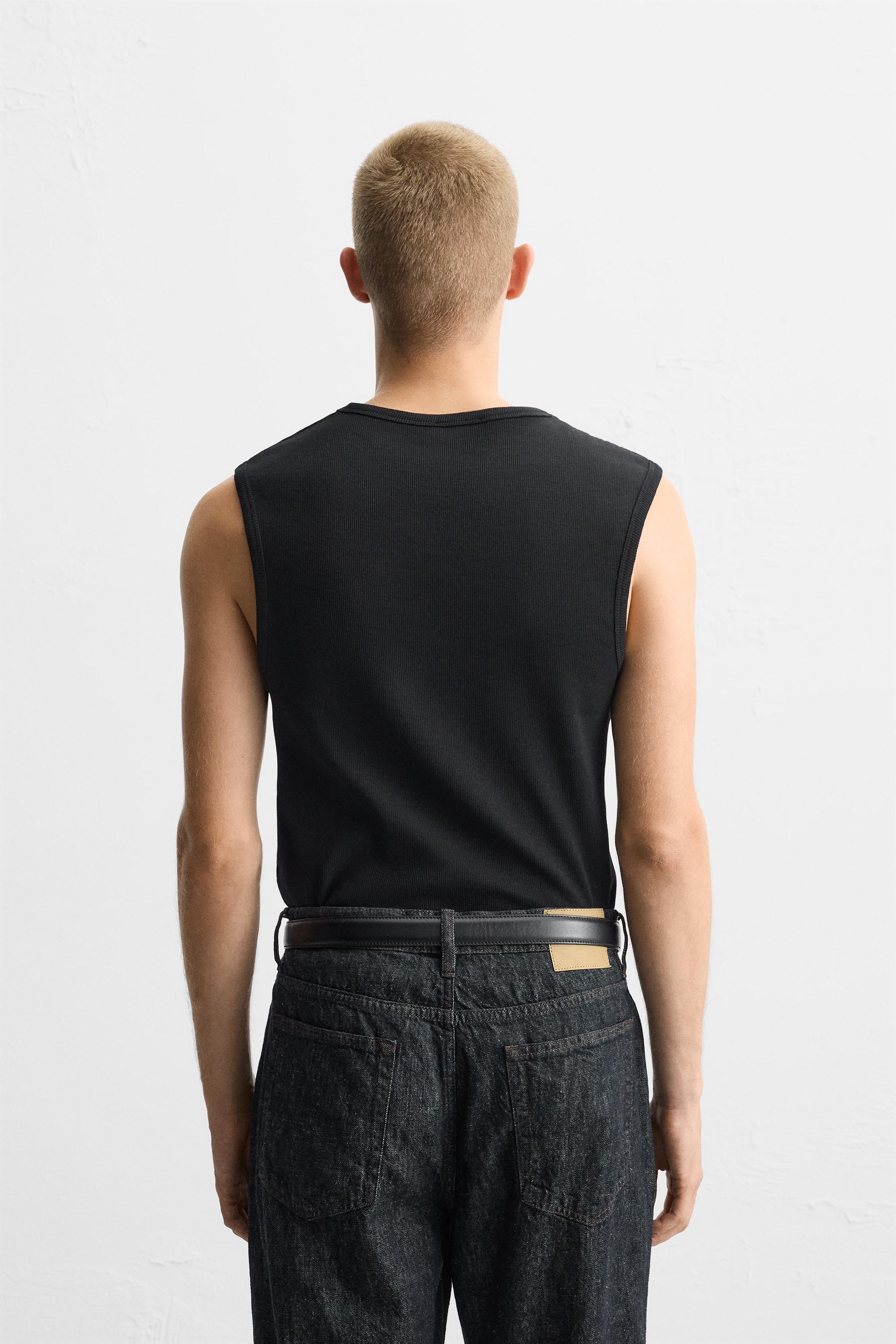 ★ドイツ発*ZARA*新作*ヘンプコットンリブタンク/ANTHRACITE★ コットンリブタンクトップ - ヘンプ - カーボングレー | ZARA