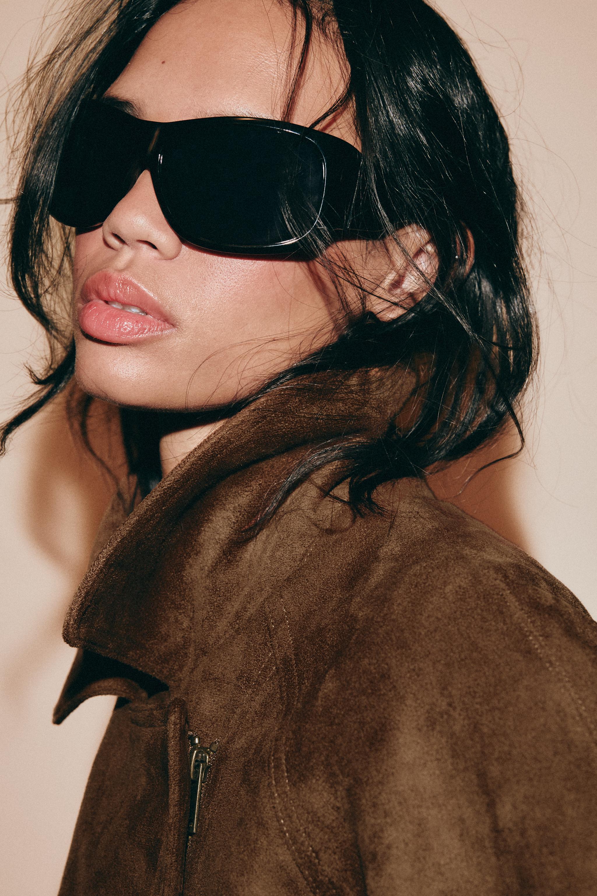 FAUX SUEDE BELTED JACKET
