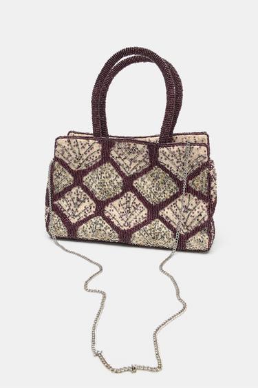 ÇANTË SHOPPER ME SHKËLQIM DHE RRUAZA - Shumëngjyrëshe nga Zara