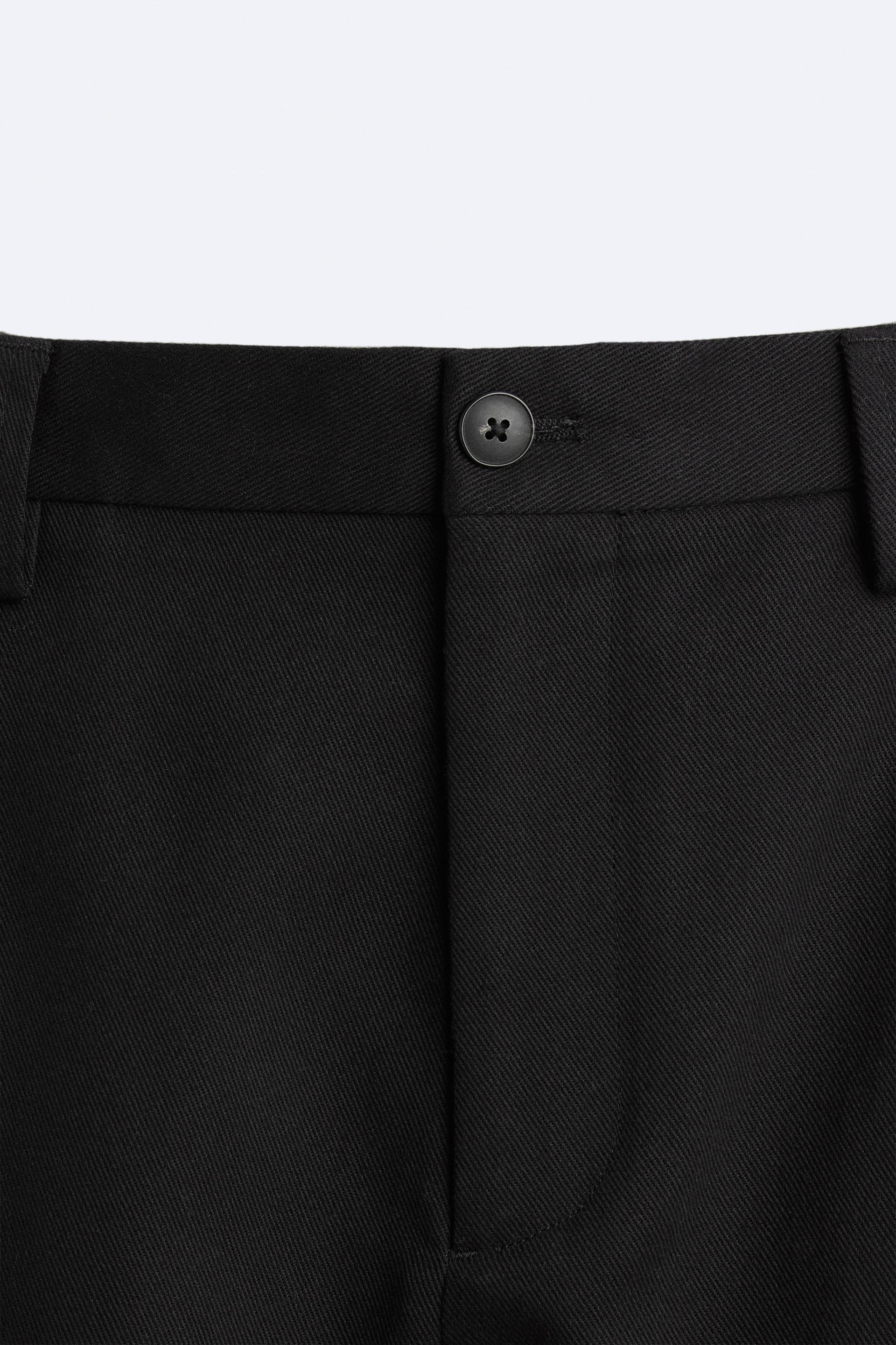 TWILL STRUCTURED PANTS - Black